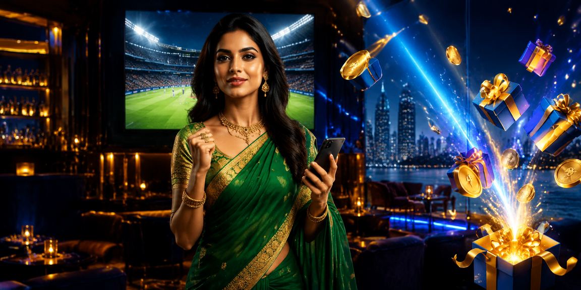 Young Indian woman enjoying cricket betting on phone