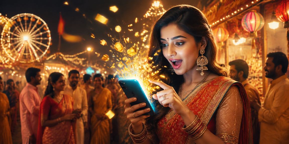 Night market setting in India with mobile cricket betting app